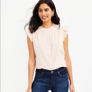 Loft Gingham Ruffle Top